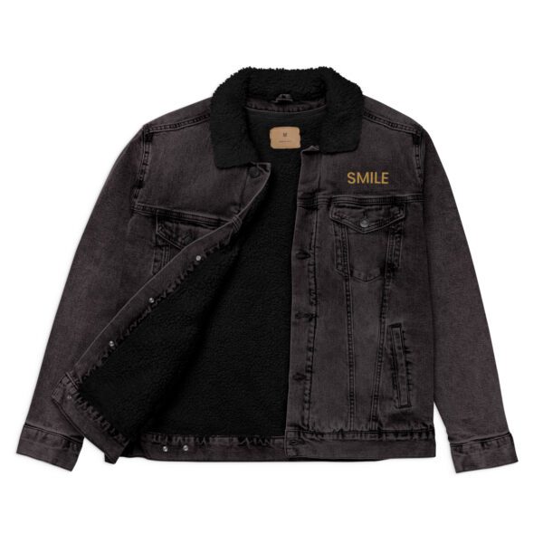 Unisex denim sherpa jacket, Black Jacket - Image 4