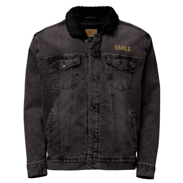 Unisex denim sherpa jacket, Black Jacket - Image 2